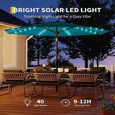 10-Foot Patio Umbrella with Solar Lights - LED Lights - Energy Saving for Bedroom - Dimmable