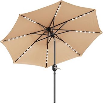 10-Foot Patio Umbrella with Solar Lights - LED Lights - Energy Saving for Bedroom - Dimmable