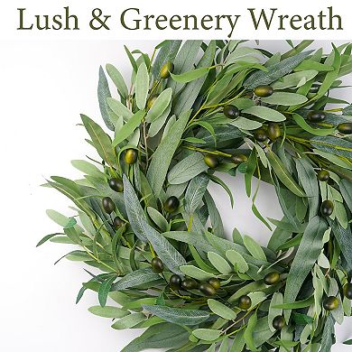 22” Olive Wreath Front Door Greenery All Season Home Decoration Wall Wedding