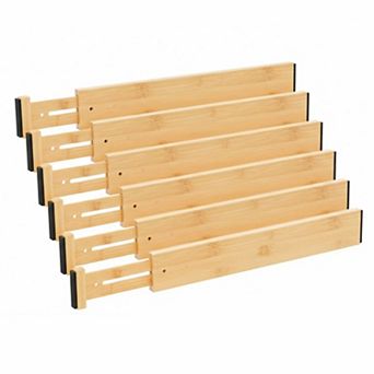 Adjustable Spring Loaded Drawer Dividers Bamboo Organizers for Kitchen Bathroom Bedroom