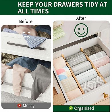 Adjustable Spring Loaded Drawer Dividers Bamboo Organizers for Kitchen Bathroom Bedroom