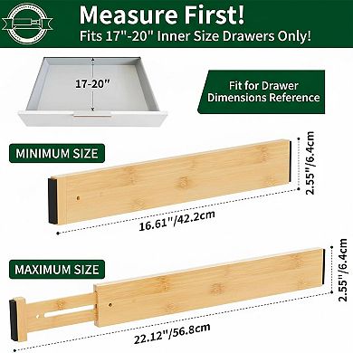 Adjustable Spring Loaded Drawer Dividers Bamboo Organizers for Kitchen Bathroom Bedroom