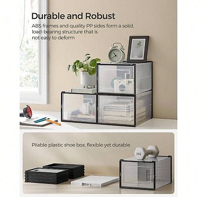 Organize Shoes with Transparent Shoe Boxes, Easy to Assemble, Stackable and Breathable