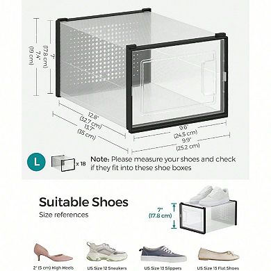 Organize Shoes with Transparent Shoe Boxes, Easy to Assemble, Stackable and Breathable