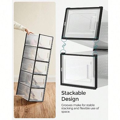 Organize Shoes with Transparent Shoe Boxes, Easy to Assemble, Stackable and Breathable