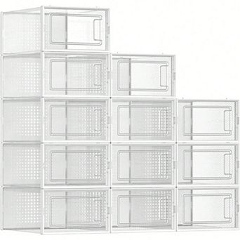 Organize Shoes with Transparent Shoe Boxes, Easy to Assemble, Stackable and Breathable