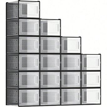 Organize Shoes with Transparent Shoe Boxes, Easy to Assemble, Stackable and Breathable