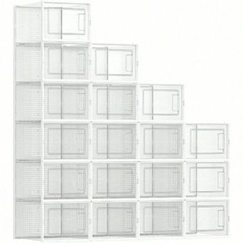 Organize Shoes with Transparent Shoe Boxes, Easy to Assemble, Stackable and Breathable