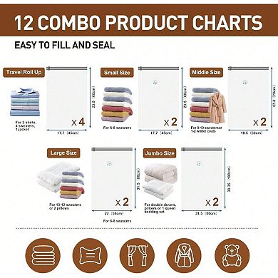 Vacuum Storage Bags, 6000pa Cordless Pump, Maximize Space, Reusable