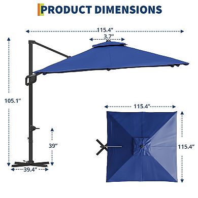 10-Ft Square Patio Umbrella - High Quality - Durable Design for Daily Use - Easy to Use
