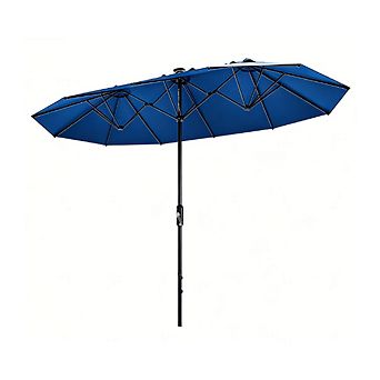 13 FT Double Sided Rectangle Patio Market Umbrella-Heavy Duty Waterproof Windproof