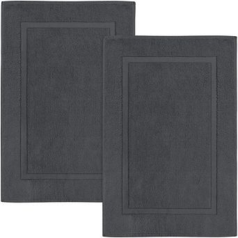 2 Pack Cotton Bath Mats 21x34 Inch Absorbent Washable Bathroom Floor Mat