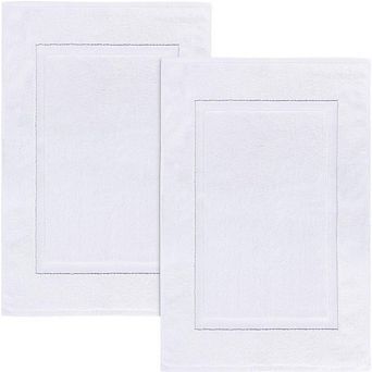 2 Pack Cotton Bath Mats 21x34 Inch Absorbent Washable Bathroom Floor Mat
