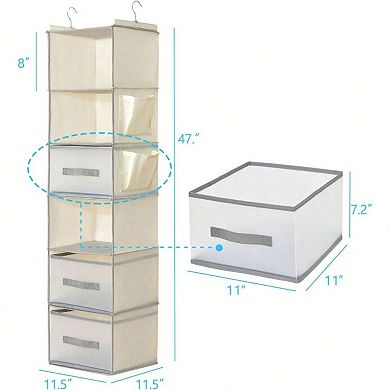 Hanging Closet Organizer, 2 Pullout Drawers, Collapsible, Space-Saving