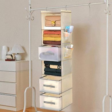 Hanging Closet Organizer, 2 Pullout Drawers, Collapsible, Space-Saving