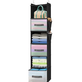 Hanging Closet Organizer, 2 Pullout Drawers, Collapsible, Space-Saving