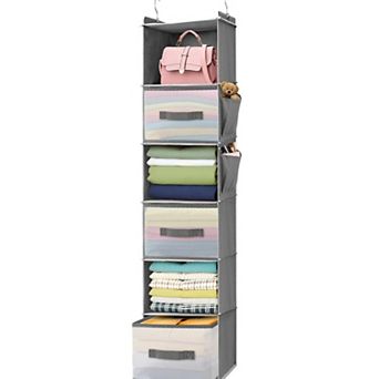 Hanging Closet Organizer, 2 Pullout Drawers, Collapsible, Space-Saving
