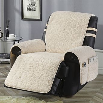 Stonecrest Boer Sherpa Recliner Chair Cover, Stay in Place(White, Size 23")