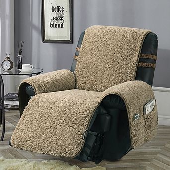 Stonecrest Alpaca Sherpa Recliner Chair Cover, Stay in Place(Light Brown, Size 23")