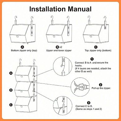 4-Tier Hanging Organizer for Closets, Dorms, RVs - Modular, Detachable Bins for Handbags, Clothes