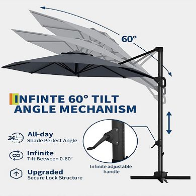 10-FT Cantilever Umbrella - High Quality - Durable Design for Daily Use - Easy to Use