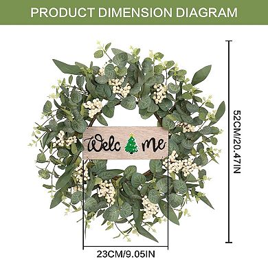 20"Eucalyptus Wreath Welcome Sign Decor All-season