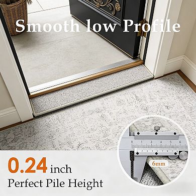 2x3 Gray Entryway Area Rug Door Rug Machine Washable Vintage Distressed Non Slip Carpet