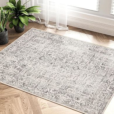 2x3 Gray Entryway Area Rug Door Rug Machine Washable Vintage Distressed Non Slip Carpet