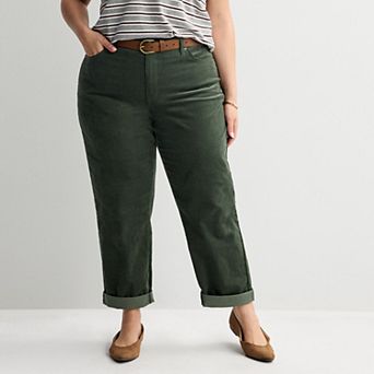 Plus Size Sonoma Goods For Life® Mid Rise Corduroy Boyfriend Pants