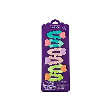 Claire's Snap Clip Heart 6-Pack