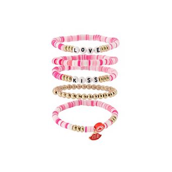 Claire's 5-Pack Bead Bracelets With Love & Kiss Charms