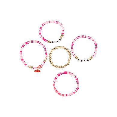 Claire's 5-Pack Bead Bracelets With Love & Kiss Charms