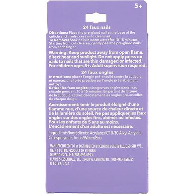 Claire's 24-Piece Faux Nail Set