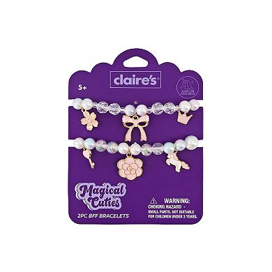 Claire's 2-Piece Bow & Charm Bracelet Set