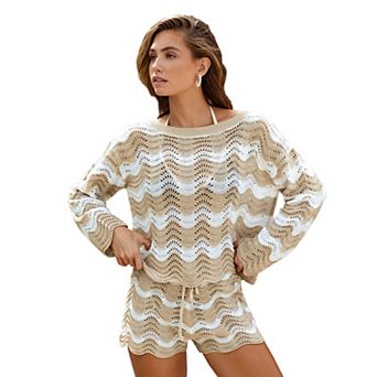Petite Cupshe Striped Cover Up Top