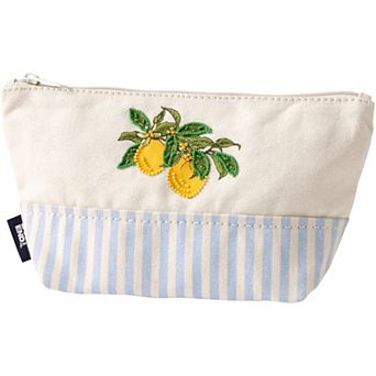 Lands' End Embroidered Zipper Canvas Pouch