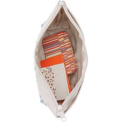 Lands' End Embroidered Zipper Canvas Pouch