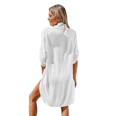 Petite Cupshe Roll-Up Sleeve Cover Up