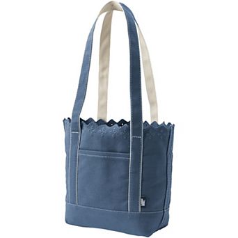 Lands' End Medium Eyelet Long Handle Canvas Tote Bag