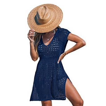 Women's Cupshe V-Neck Cover Up Mini Dress in Petite