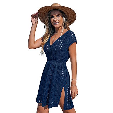 Women's Cupshe V-Neck Cover Up Mini Dress in Petite