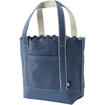 Lands' End Medium Eyelet Canvas Open Top Tote Bag