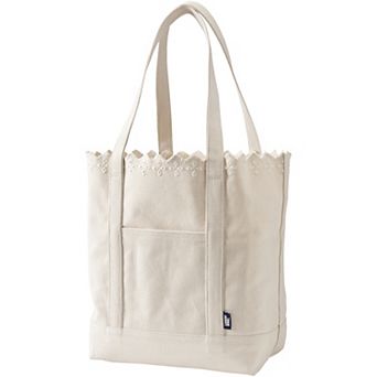 Lands' End Large Eyelet Canvas Open Top Tote Bag