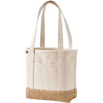 Lands' End Medium Raffia Open Top Canvas Tote Bag