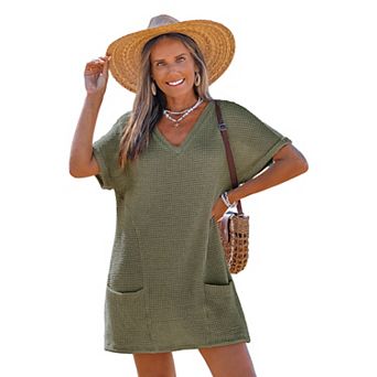 Petite Cupshe Waffle Knit Cover-Up Dress