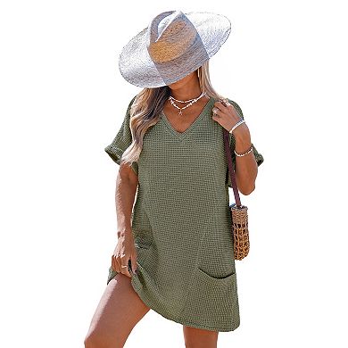 Petite Cupshe Waffle Knit Cover-Up Dress