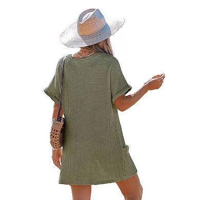 Petite Cupshe Waffle Knit Cover-Up Dress