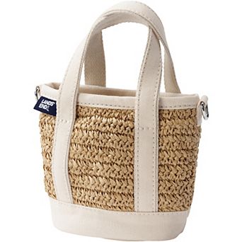 Lands' End Mini Raffia Open Top Tote Bag