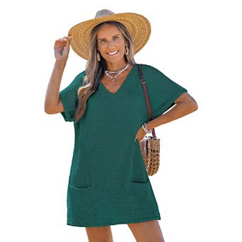 Petite Cupshe Waffle Knit Cover Up Dress