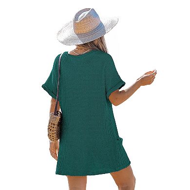 Petite Cupshe Waffle Knit Cover Up Dress